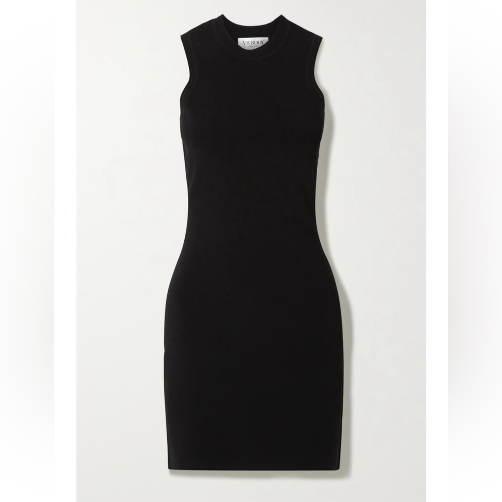NWOT Victoria Beckham VB Body pointelle-trimmed stretch-knit mini dress